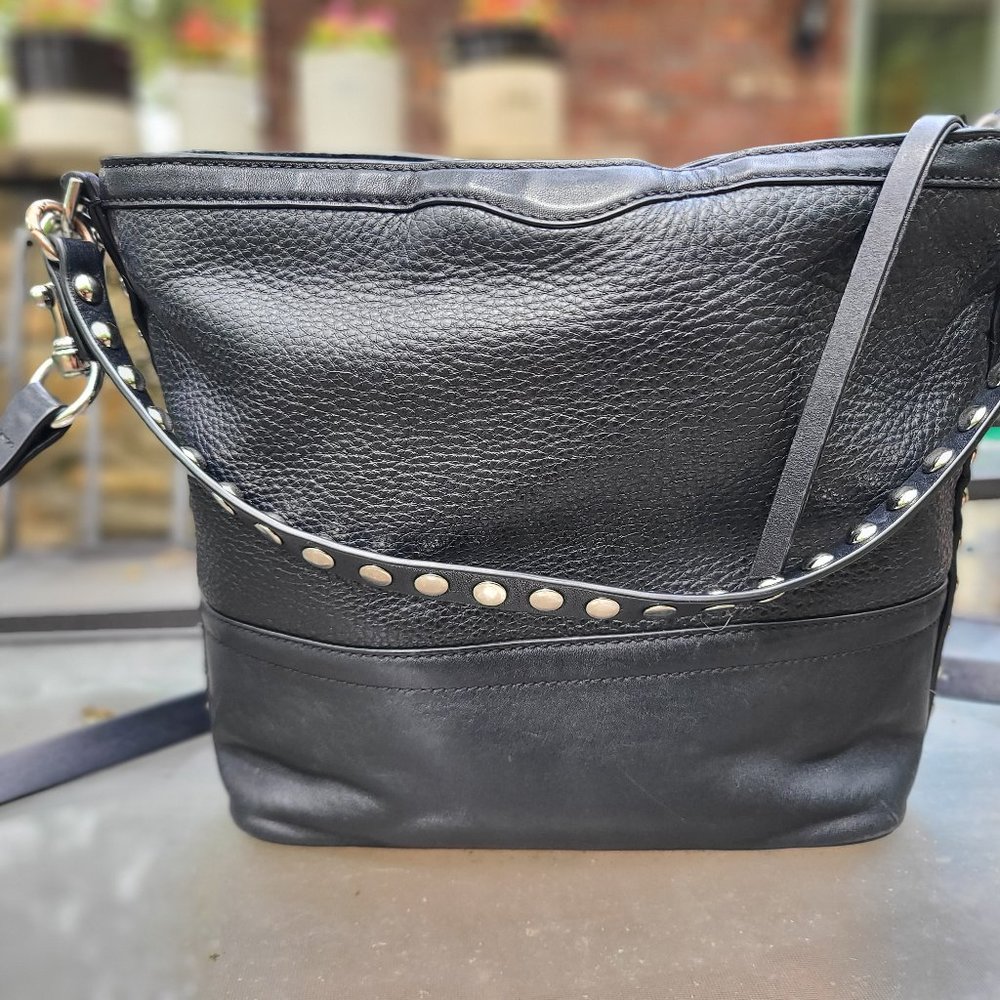 Rebecca Minkoff Blythe  Hobo Convertible Tote Shoulder Bag Black Leather